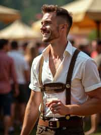 happy man in Lederhosen for Oktoberfest at Oktoberfest