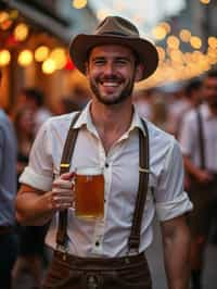 happy man in Lederhosen for Oktoberfest at Oktoberfest