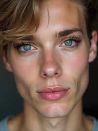 make up ideas for man. fake eyelashes, perfect cat eyeliner, light pink lipstick