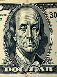 Dollar bill with man face printed in the center