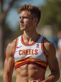 man as Cheerleader at college