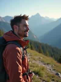 man hiking in mountains