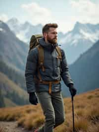 man hiking in mountains