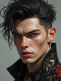 a male man  as a beautiful fashion charming dreamlike man with lv jewelry, character art, art by artgerm lau and wlop and and ilya kuvshinov and john singer sargent, hyperdetailed, 8 k realistic, symmetrical, frostbite 3 engine, cryengine, dof, trending on artstation, digital art