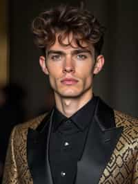 face of man fashion man in fashion show clothes, official balmain editorial