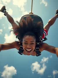 wide shot woman skydiving in the air