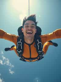 wide shot man skydiving in the air