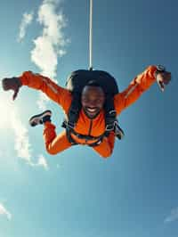 wide shot man skydiving in the air