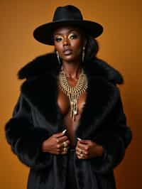 beautiful woman as a mobster, mafia, mafia outfit, faux fur coats, chunky gold jewelry, mafia aesthetic, flashy, glamorous, luxury, loud, Goodfellas, The Sopranos, Mob Wives, opulence, confidence