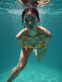 woman in swimsuit  underwater, showcasing athletic ability