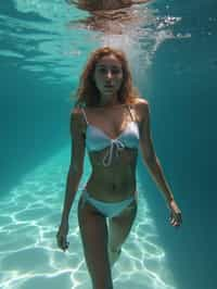 woman in swimsuit  underwater, showcasing athletic ability