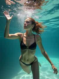 woman in swimsuit  underwater, showcasing athletic ability