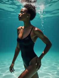 woman in swimsuit  underwater, showcasing athletic ability