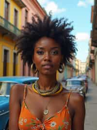 woman as digital nomad in Havana with the colorful old town in the background