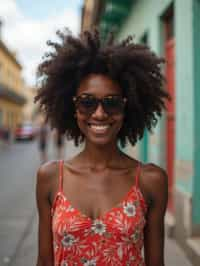 woman as digital nomad in Havana with the colorful old town in the background