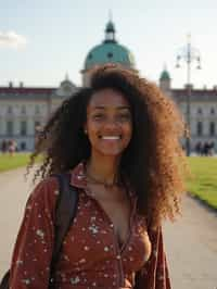 woman as digital nomad in Vienna with the Schönbrunn Palace in the background