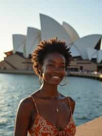 woman as digital nomad in Sydney with the Sydney Opera House in the background