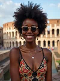 woman as digital nomad in Rome with the Colosseum in the background