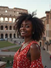 woman as digital nomad in Rome with the Colosseum in the background