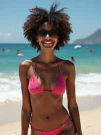 woman as digital nomad in Rio de Janeiro at Ipanema Beach