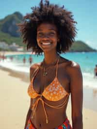 woman as digital nomad in Rio de Janeiro at Ipanema Beach