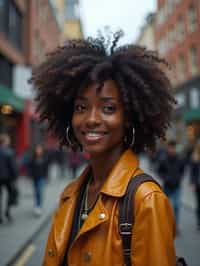 woman as digital nomad in London in Soho background