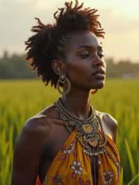 woman as digital nomad in Canggu, Bali near rice fields