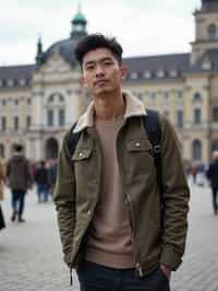 man as digital nomad in Vienna with the Schönbrunn Palace in the background