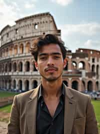 man as digital nomad in Rome with the Colosseum in the background