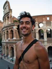 man as digital nomad in Rome with the Colosseum in the background