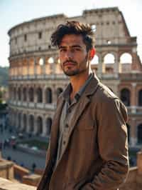 man as digital nomad in Rome with the Colosseum in the background