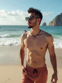 man as digital nomad in Rio de Janeiro at Ipanema Beach