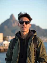 man as digital nomad in Cape Town with the Table Mountain in the background