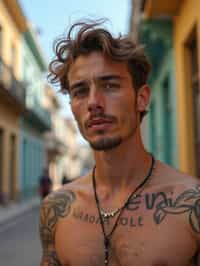 man as digital nomad in Havana with the colorful old town in the background