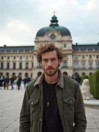 man as digital nomad in Vienna with the Schönbrunn Palace in the background