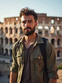 man as digital nomad in Rome with the Colosseum in the background