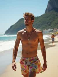 man as digital nomad in Rio de Janeiro at Ipanema Beach