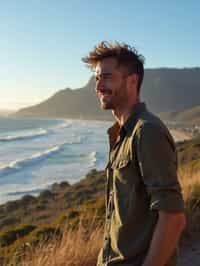 man as digital nomad in Cape Town with the Table Mountain in the background