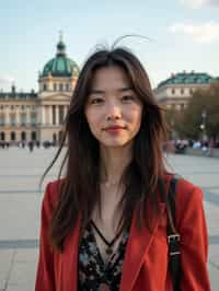 woman as digital nomad in Vienna with the Schönbrunn Palace in the background