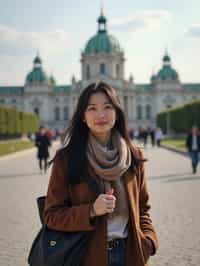 woman as digital nomad in Vienna with the Schönbrunn Palace in the background