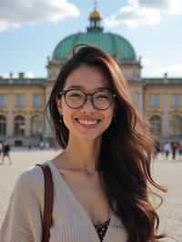 woman as digital nomad in Vienna with the Schönbrunn Palace in the background