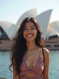 woman as digital nomad in Sydney with the Sydney Opera House in the background