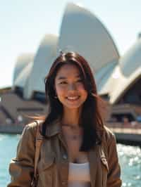 woman as digital nomad in Sydney with the Sydney Opera House in the background