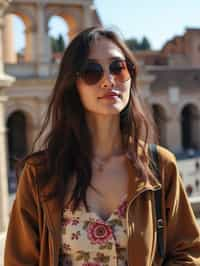 woman as digital nomad in Rome with the Colosseum in the background