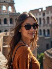 woman as digital nomad in Rome with the Colosseum in the background