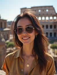 woman as digital nomad in Rome with the Colosseum in the background