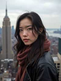 woman as digital nomad in New York City with Manhattan in background