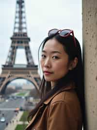 woman as digital nomad in Paris with the Eiffel Tower in background