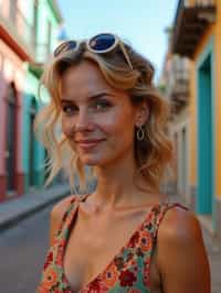 woman as digital nomad in Havana with the colorful old town in the background