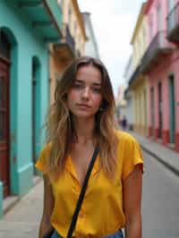 woman as digital nomad in Havana with the colorful old town in the background